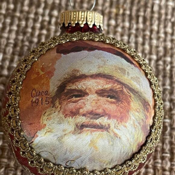 Vintage Krebs Masters on Silk Santa Christmas ornament Santa Claus face 1999 - Picture 2 of 8